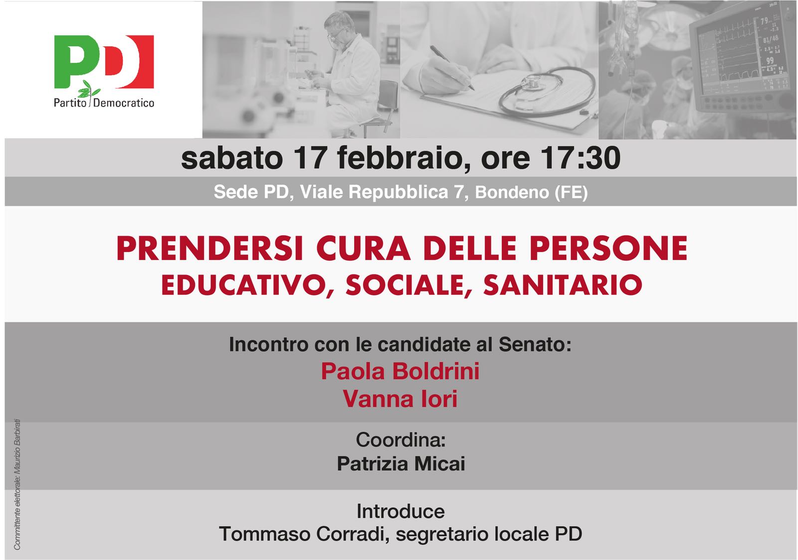 Featured image for “Prendersi cura delle persone: sabato 17 febbraio ore 17.30 a Bondeno”