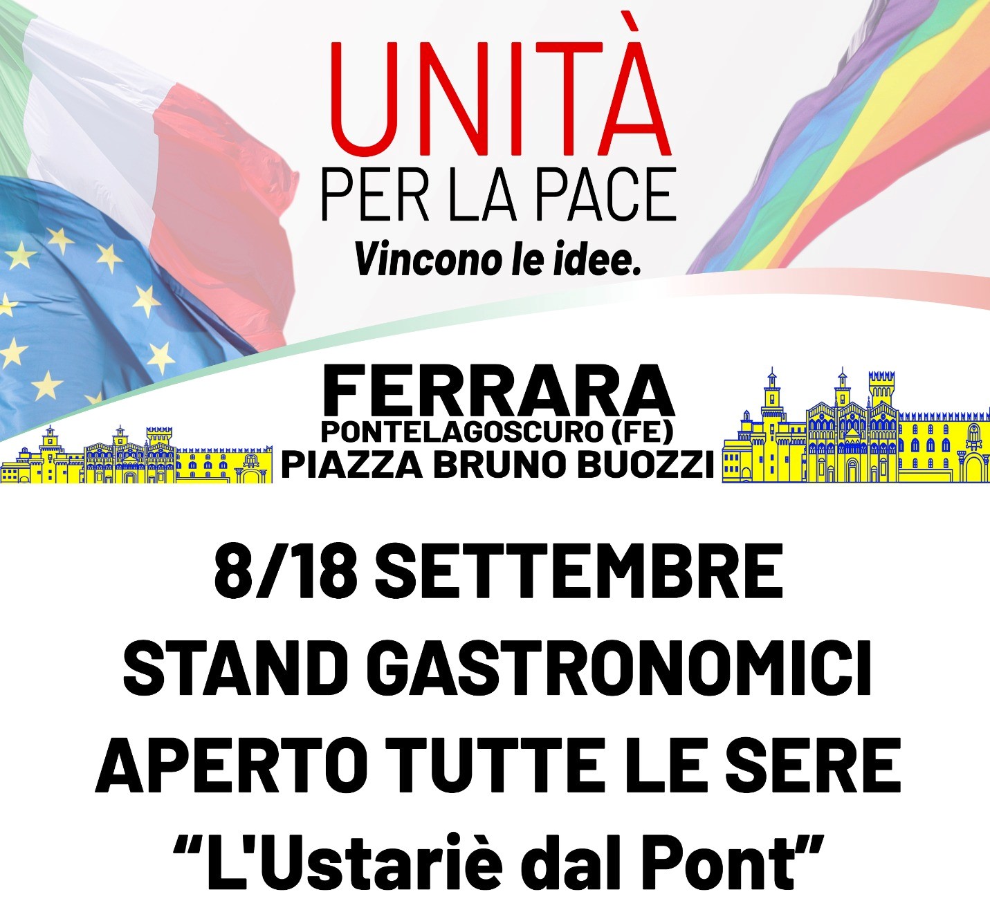 Featured image for ““UNITA’ PER LA PACE”: LA FESTA DE L’UNITA’ IN PIAZZA BRUNO BUOZZI A PONTELAGOSCURO”