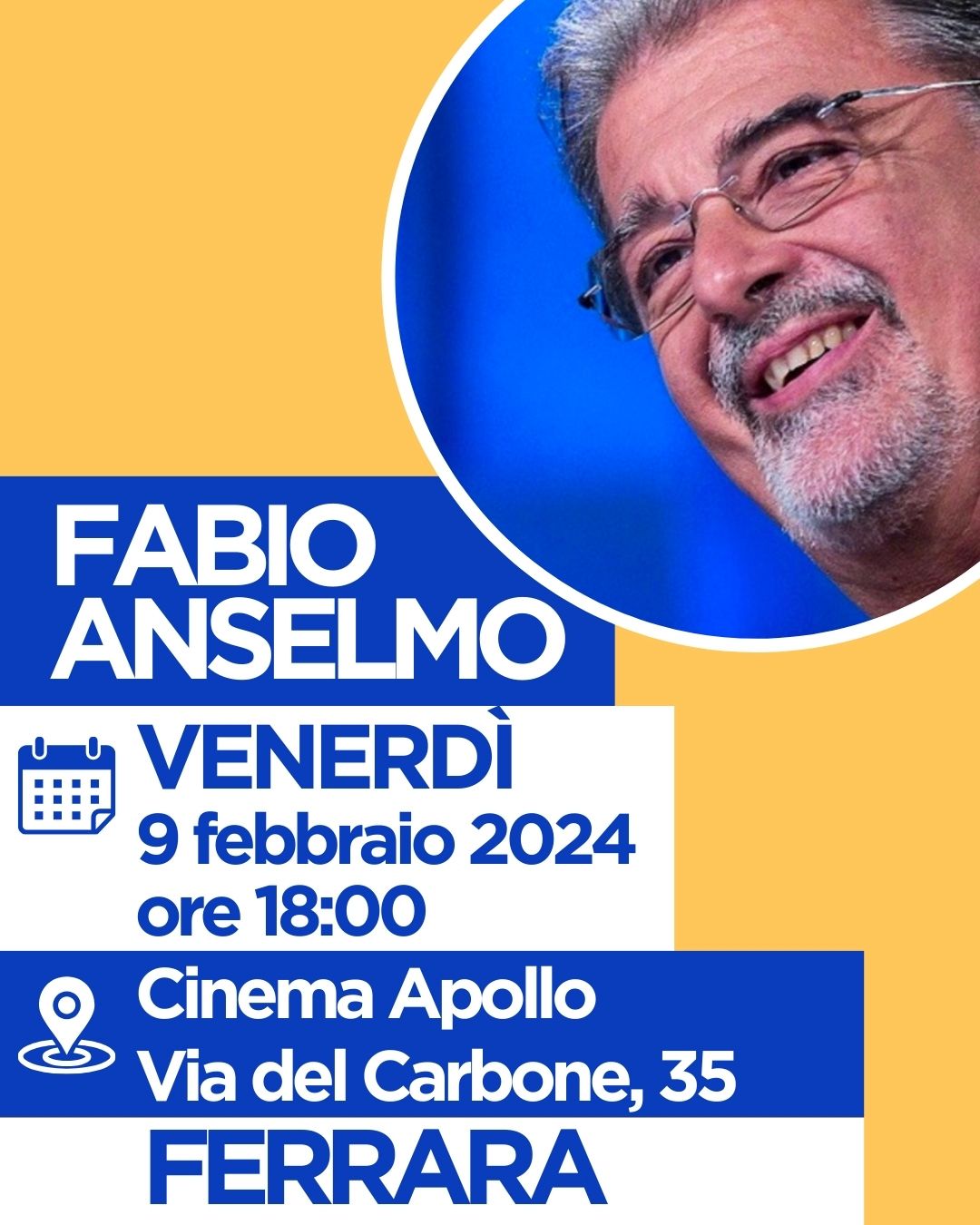 Featured image for “Fabio Anselmo scioglie la riserva: appuntamento al Cinema Apollo il 9 febbraio”